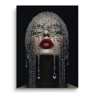 Labios rojos con velo de cristal - cuadro PVC mate