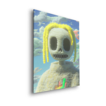 Personaje de calavera en tonos pastel - cuadro Dibond mate