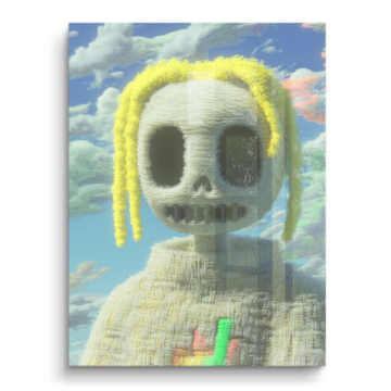 Personaje de calavera en tonos pastel - cuadro PVC brillante