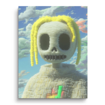 Personaje de calavera en tonos pastel - cuadro PVC mate