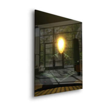 Meditierende Lichtkopf-Figur - Acrylglasbild