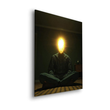 Meditierende Lichtkopf-Figur - Dibond-Bild matt