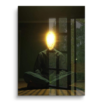 Meditierende Lichtkopf-Figur - PVC-Bild glänzend