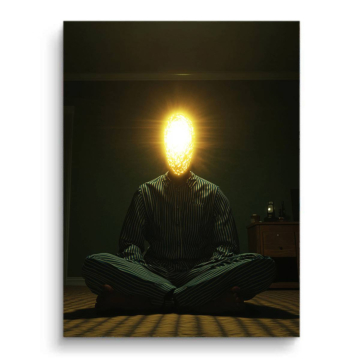 Silhouette méditative à tête lumineuse - tableau PVC mat