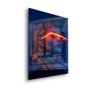 Neon-Porträt mit Laserbrille - Acrylglasbild