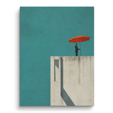 Minimalista Rooftop Umbrella - cuadro en lienzo