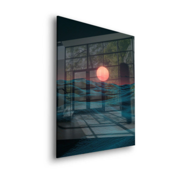 Minimalistischer Mond über dem Ozean - Acrylglasbild
