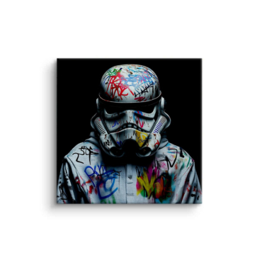 Casco con grafiti inspirado en Stormtrooper - cuadro en lienzo