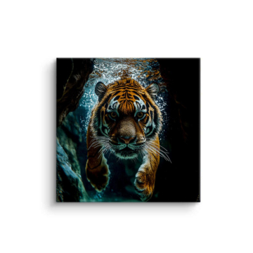 Schwimmend Tiger-Porträt - Leinwandbild
