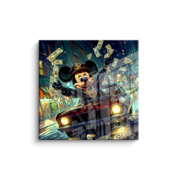 Paseo con dinero inspirado en Mickey Mouse - cuadro PVC brillante