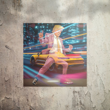 Neonowa tancerka inspirowana Donaldem Trumpem - plakat