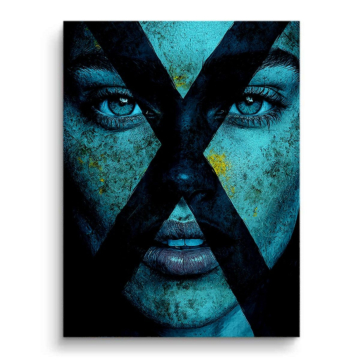 Visage mystique bleu - tableau sur toile