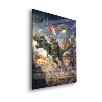 Jurassic Park Inspired Dinosaur Battle Acrylic Glass Art