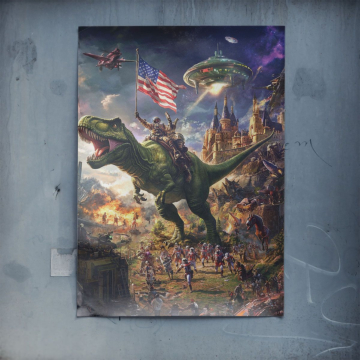 Combat de dinosaures inspiré de Jurassic Park - poster