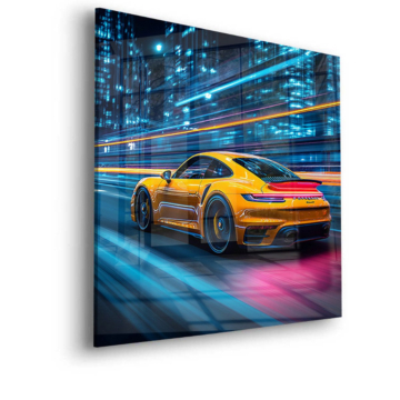 Yellow Porsche Neon Speedster Acrylic Glass Art
