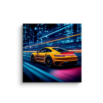 Yellow Porsche Neon Speedster Canvas Art