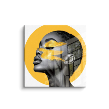Retrato con pintura facial dorada - cuadro PVC brillante