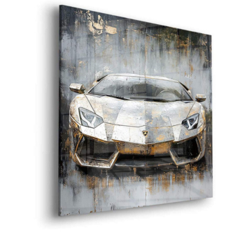 Weißer Lamborghini-Supersportwagen - Acrylglasbild