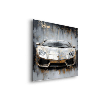 Weißer Lamborghini-Supersportwagen - Dibond-Bild matt