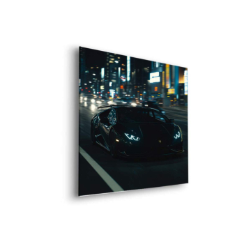 Lamborghini-Rennwagen bei Mitternacht - Dibond-Bild matt
