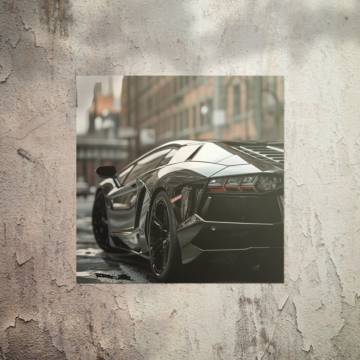 Schwarzer Lamborghini-Supersportwagen in urbaner Eleganz - Poster