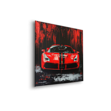 Karmesinroter Ferrari-Rennwagen - Dibond-Bild matt