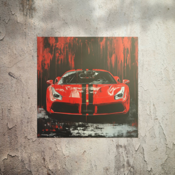 Ferrari karmazynowy wyścigówka - plakat