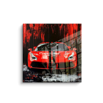 Ferrari karmazynowy wyścigówka - obraz na PVC z połyskiem
