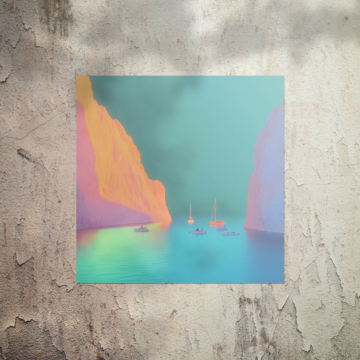 Pastel Cove Sailboats Poster Art