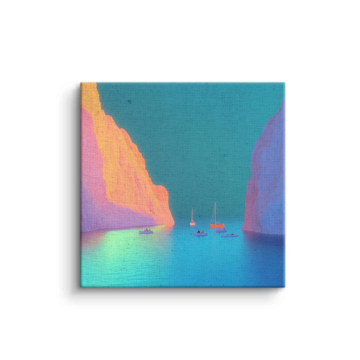 Segelboote in pastellfarbener Bucht - Leinwandbild