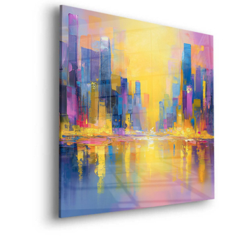 Farbenfrohe abstrakte Stadtsilhouette - Acrylglasbild