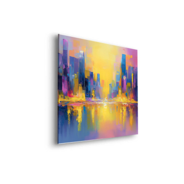 Silhouette urbaine abstraite colorée - tableau Dibond mat