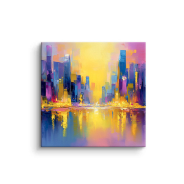 Silhouette urbaine abstraite colorée - tableau PVC mat