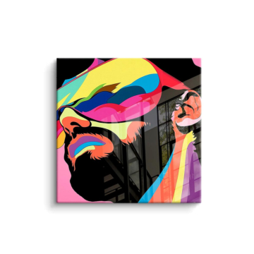 Retrato colorido de hombre barbudo - cuadro PVC brillante