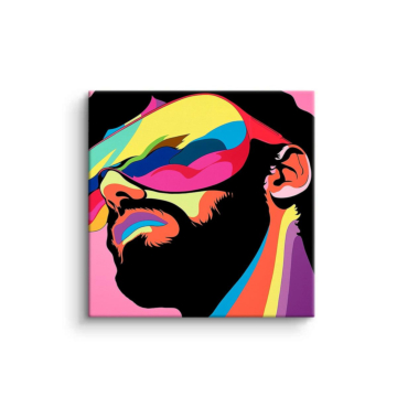 Colorful Bearded Man Portrait PVC Matt Art