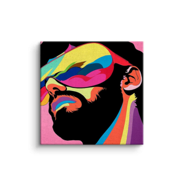 Portrait coloré d'homme barbu - tableau sur toile