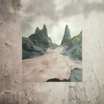 Surreal Glacier Mountain Landscape Poster Art