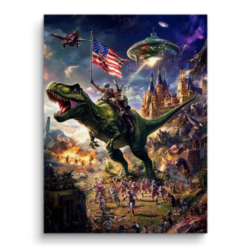 Jurassic Park Inspired Dinosaur Battle Canvas Art