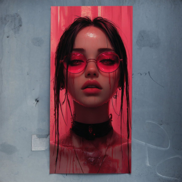 Schönheitsporträt mit pinker Brille - Poster