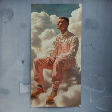 Träumer im Streetwear-Look zwischen Wolken - Poster