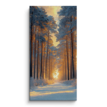 Sunlit Winter Forest Path Canvas Art