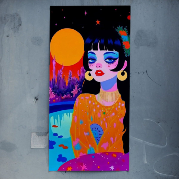 Mondbeschienene Pop-Art-Frau - Poster
