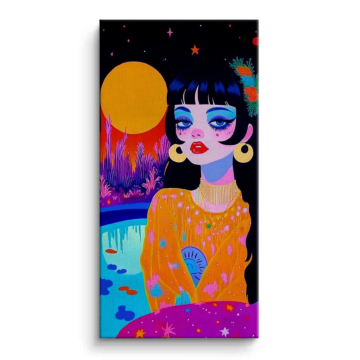Mondbeschienene Pop-Art-Frau - Leinwandbild