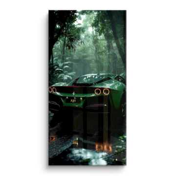 Coche deportivo emerald bosque - cuadro PVC brillante