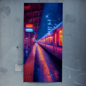 Néon train plateforme - poster