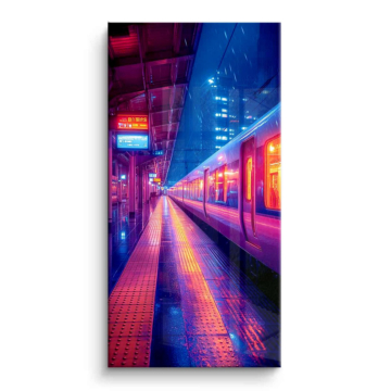 Néon train plateforme - tableau PVC brillant