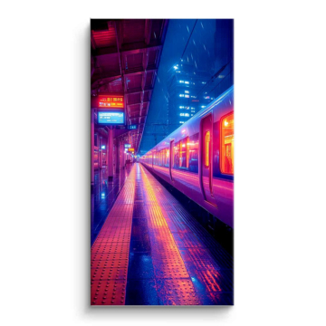 Neonfarbener Bahnsteig - PVC-Bild matt
