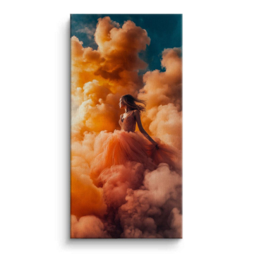Woman in Orange Clouds Canvas Art