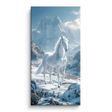Étalon blanc en montagne - tableau PVC brillant