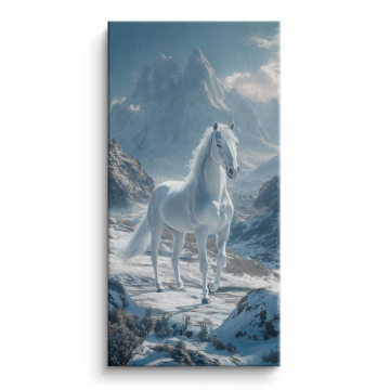 Semental blanco en la montaña - cuadro en lienzo